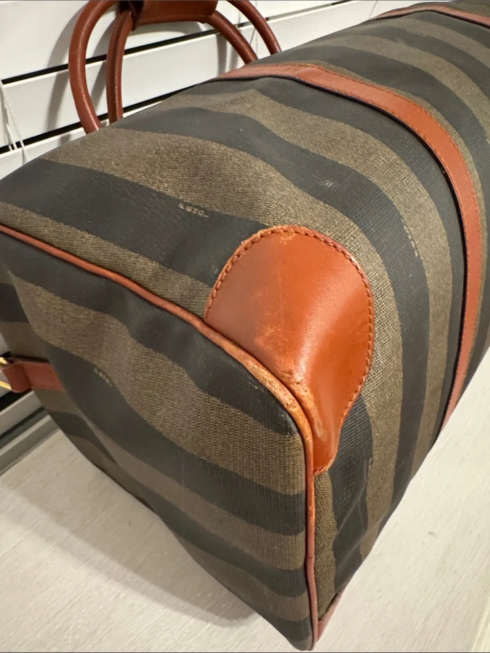 Fendi Vintage Pequin Striped Boston Bag Overnight Duffel - Picture 6 of 14